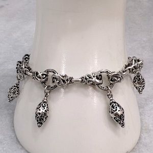 Sterling Silver Toggle Clasp Charm Bracelet